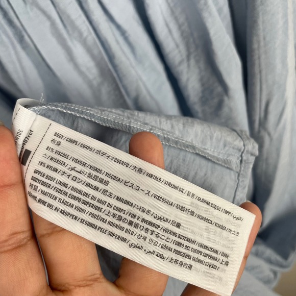 Abercrombie & Fitch Blue Puff Sleeve Smocked Maxi Dress size Small - Picture 5 of 10